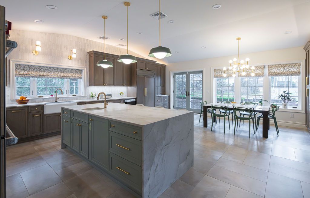 Luxurious open kitchen layout with natural light and modern design in Wayne, NJ custom home by G&L and Sons Renovations