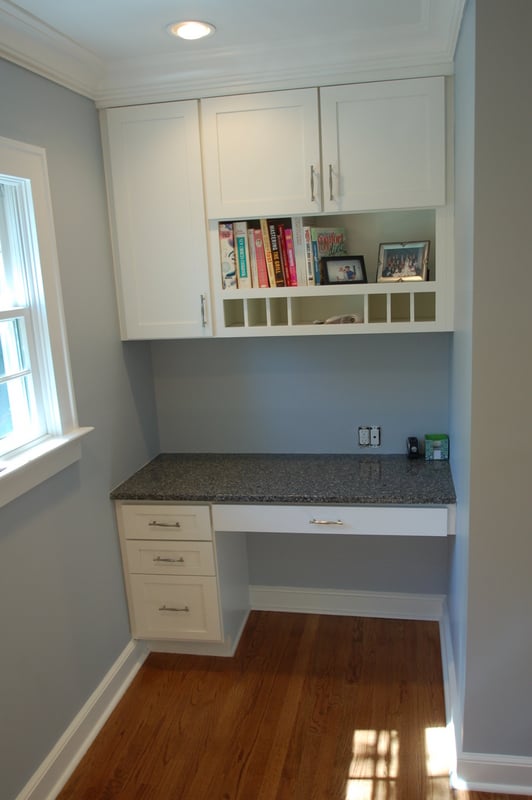 Built-in home office desk and cabinetry in custom home by G&L and Sons Renovations, Caldwell, NJ
