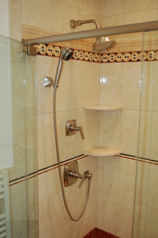 G&L and Sons Renovations installed this multi-head custom shower in a Glen Ridge, NJ hall bathroom