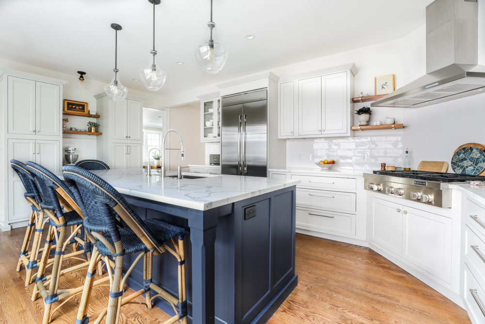 Blue and Brown Wood kitchen | G&L and Sons Renovations